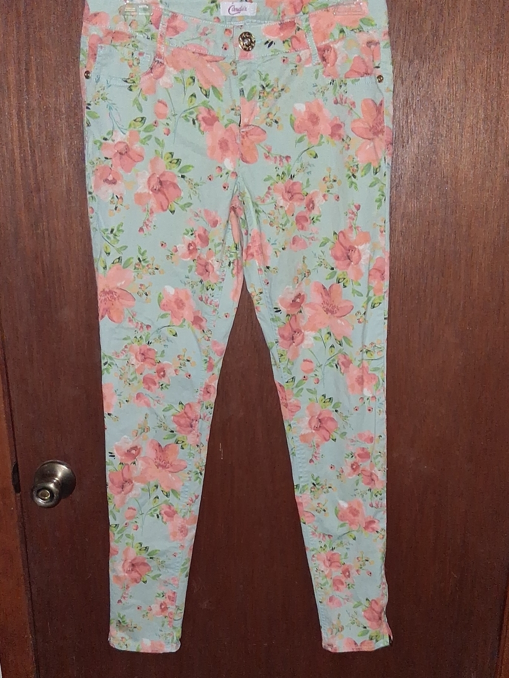 Candie's Light Blue Leggings with Pink Floral Print